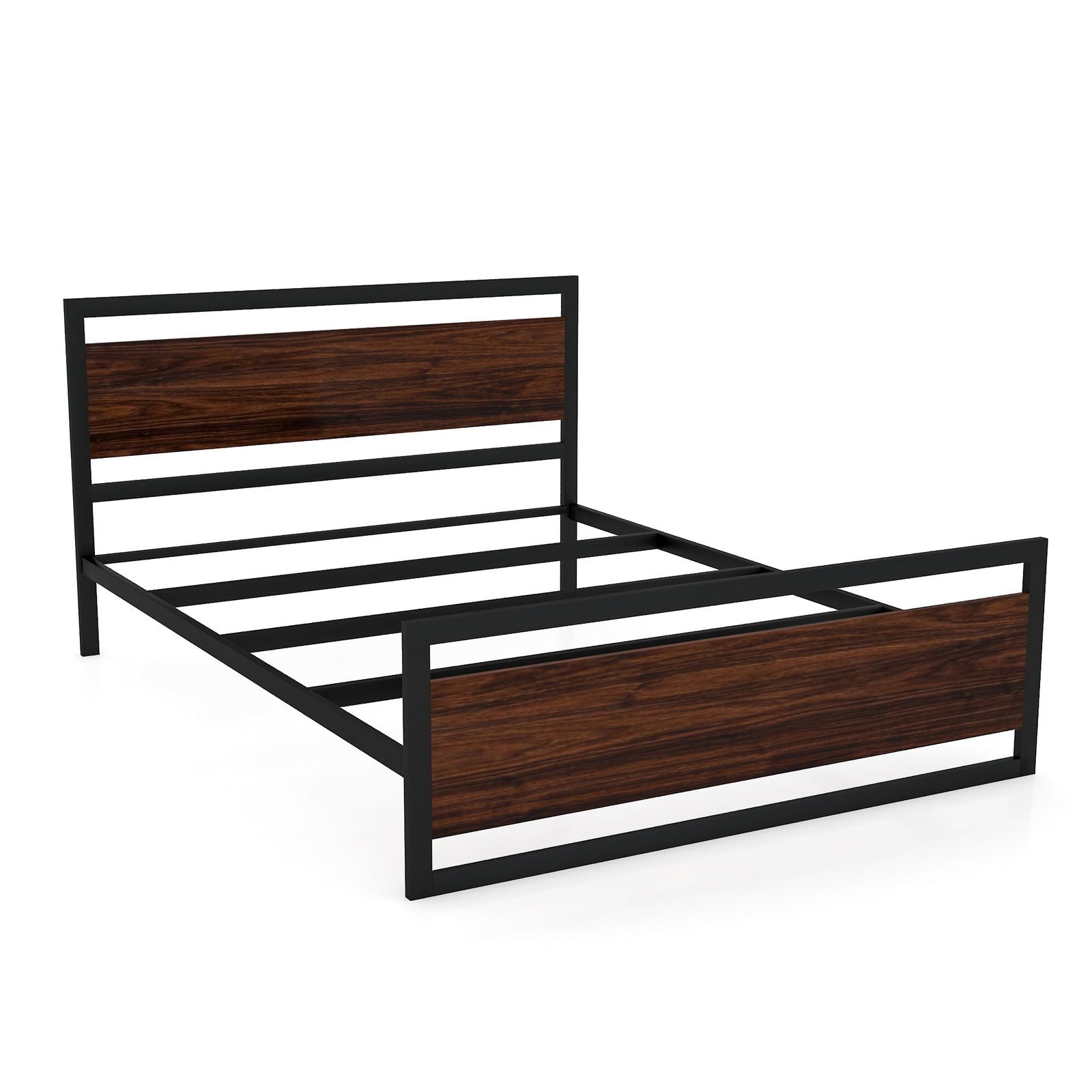 Hevay Metal Cum Wooden Bed (Iron Metal Black With Grey Plywood Sheet) - Furnishiaa -  -